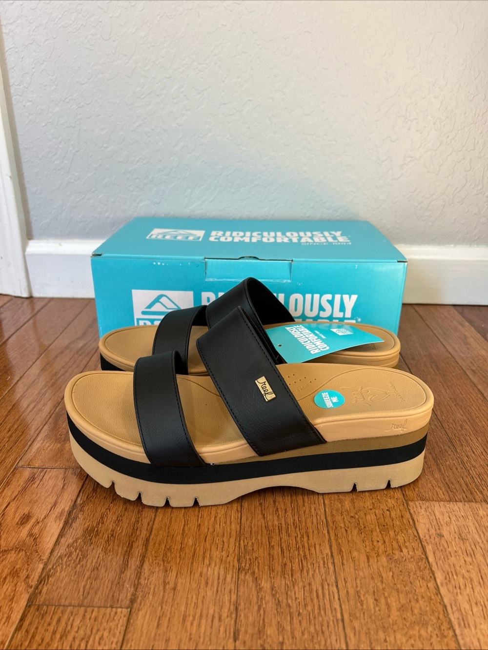 Reef Banded Horizon 2.5 Slides Sandals Platform Women’s Size 9 Black